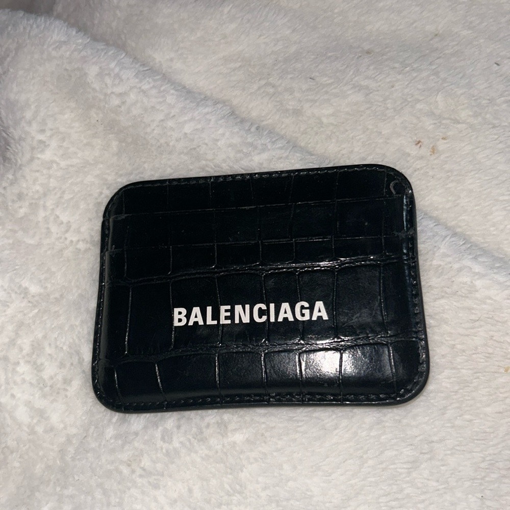 Balenciaga CASH CARD HOLDER CROCODILE EMBOSSED IN BLACK/WHITE